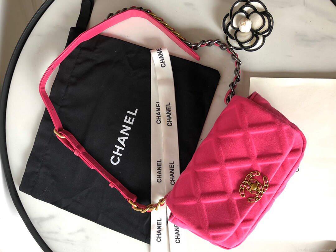 Chanel AS1163 Chanel Flap bag Velvet Rose Red