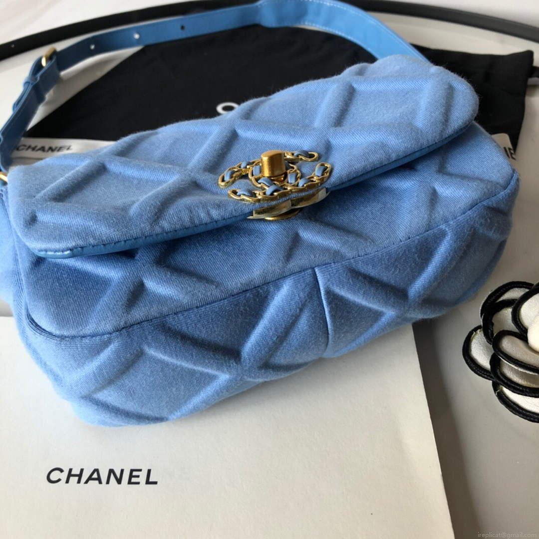 Chanel AS1163 Chanel Flap bag Velvet Blue