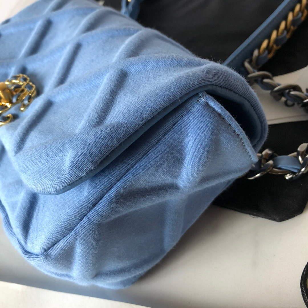 Chanel AS1163 Chanel Flap bag Velvet Blue