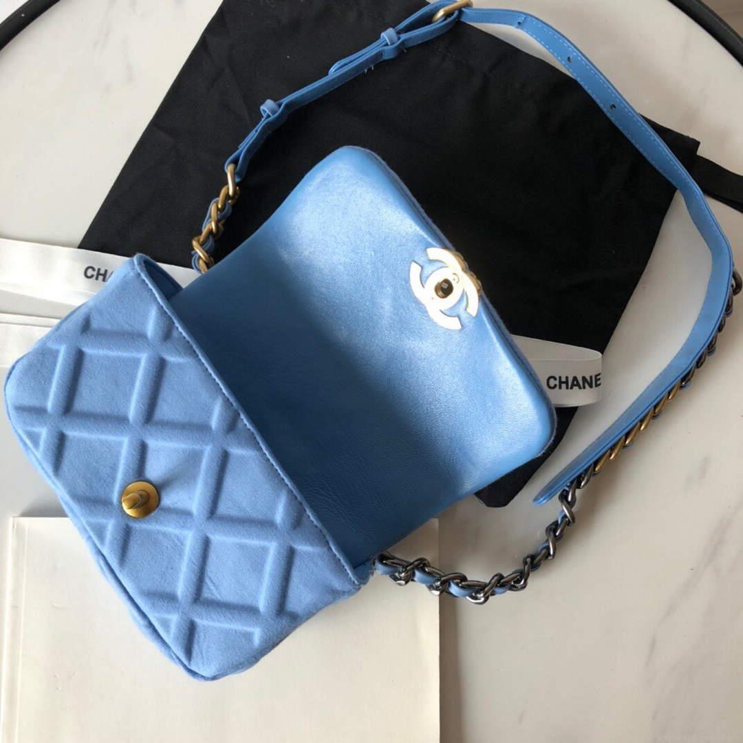 Chanel AS1163 Chanel Flap bag Velvet Blue