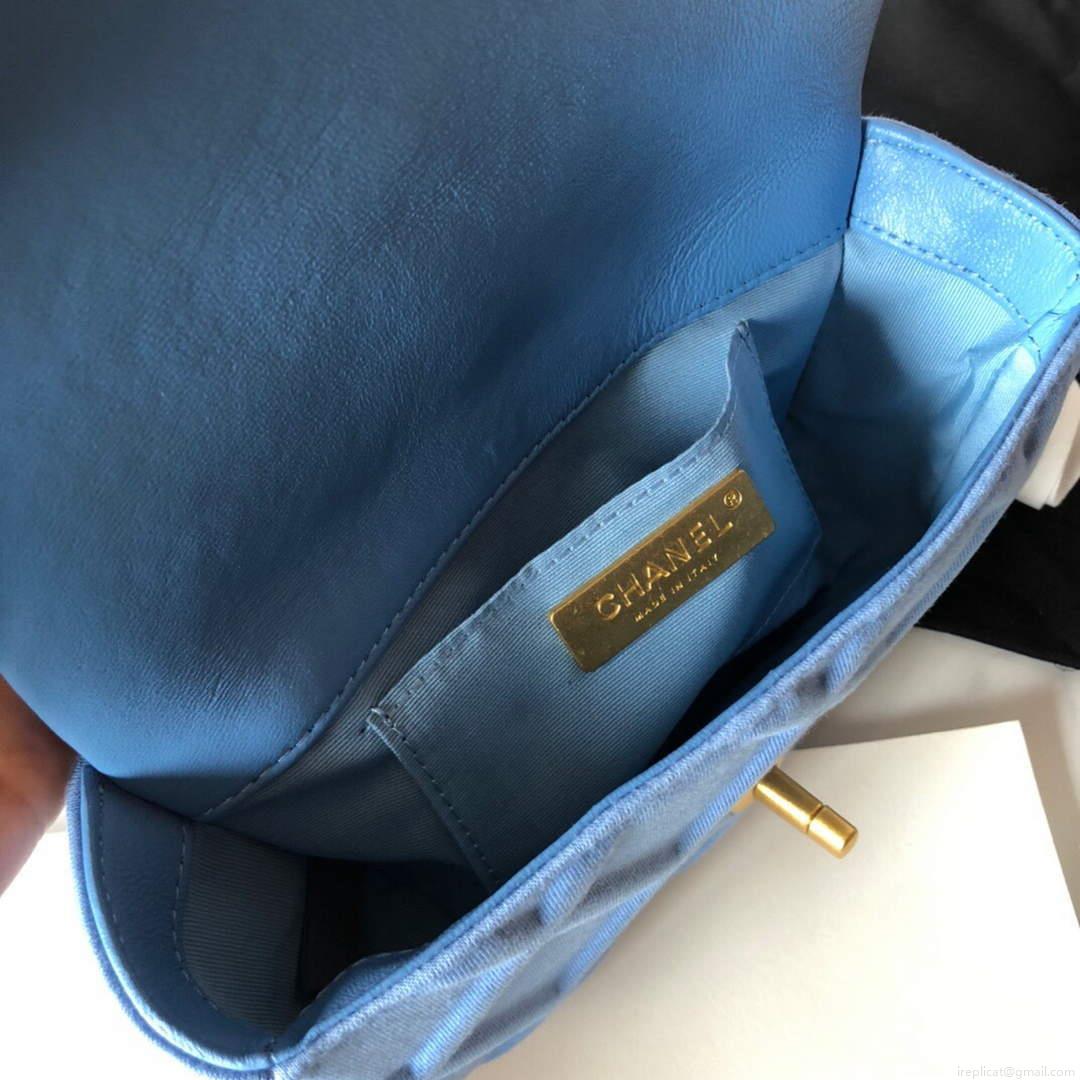 Chanel AS1163 Chanel Flap bag Velvet Blue