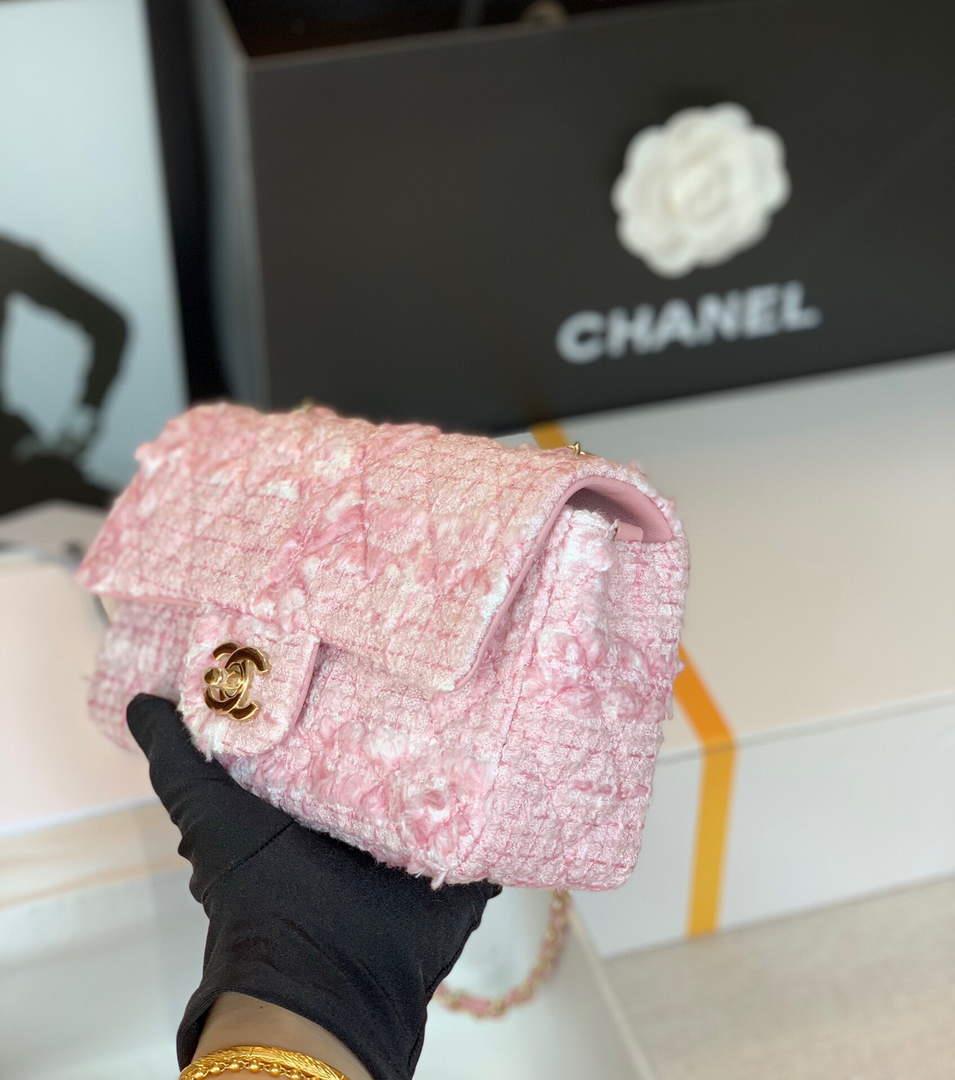 Chanel 1116 Chanel Flap bag Woolen A69900 Pink