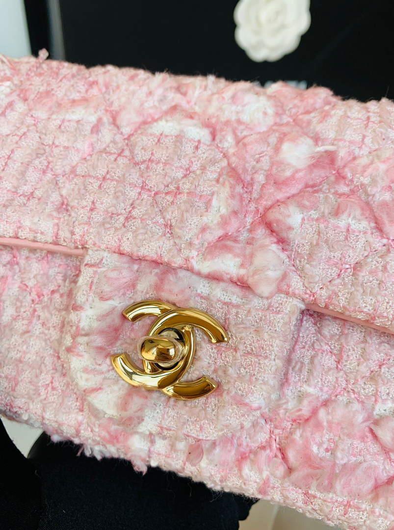 Chanel 1116 Chanel Flap bag Woolen A69900 Pink