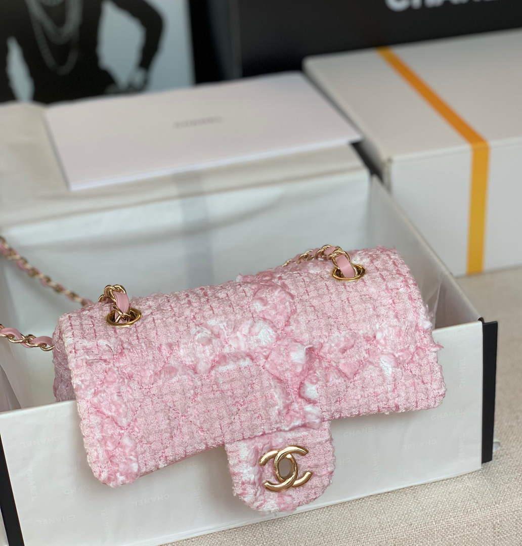 Chanel 1116 Chanel Flap bag Woolen A69900 Pink