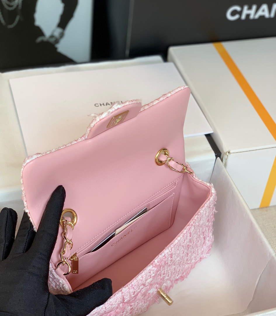 Chanel 1116 Chanel Flap bag Woolen A69900 Pink