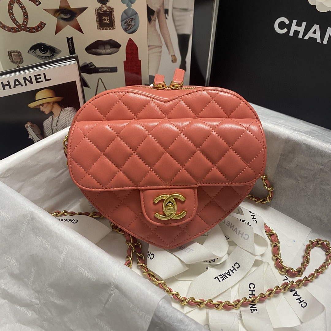 Chanel AS2928 Flap Large Heart Bag Lambskin AS3191 Pink