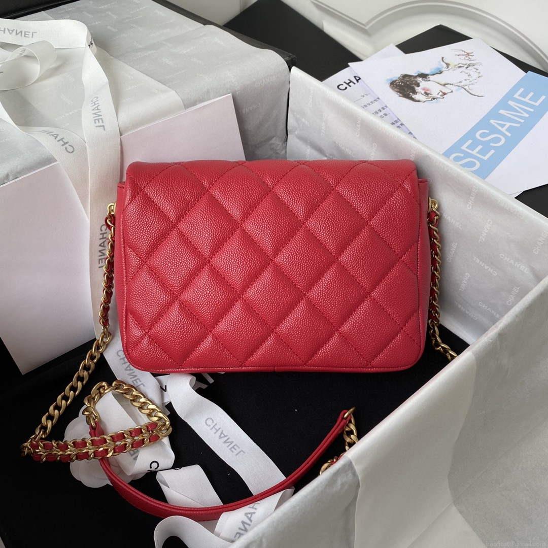 Chanel AS3108 Chanel Flap bag Grained Calfskin Red