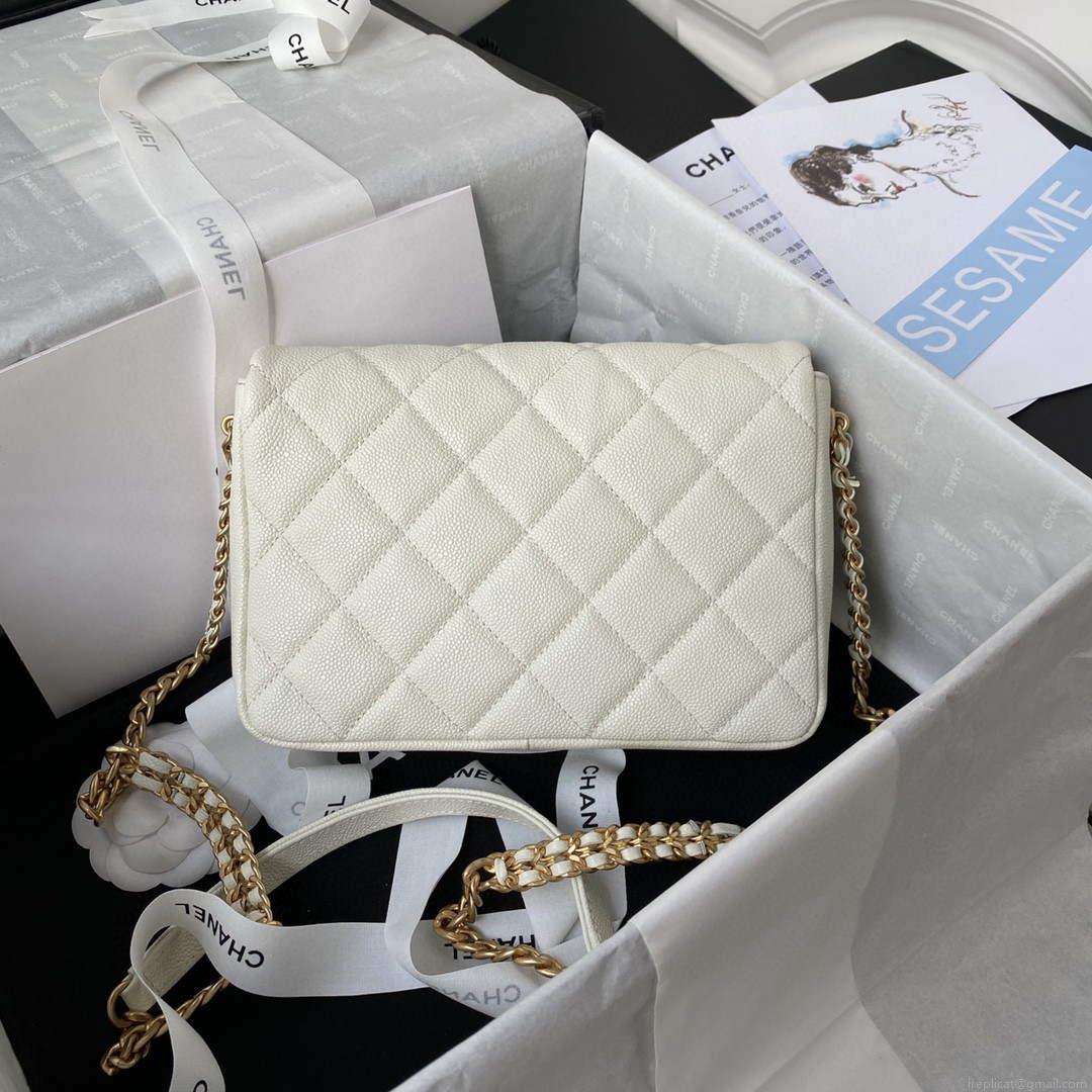 Chanel AS3108 Chanel Flap bag Grained Calfskin White