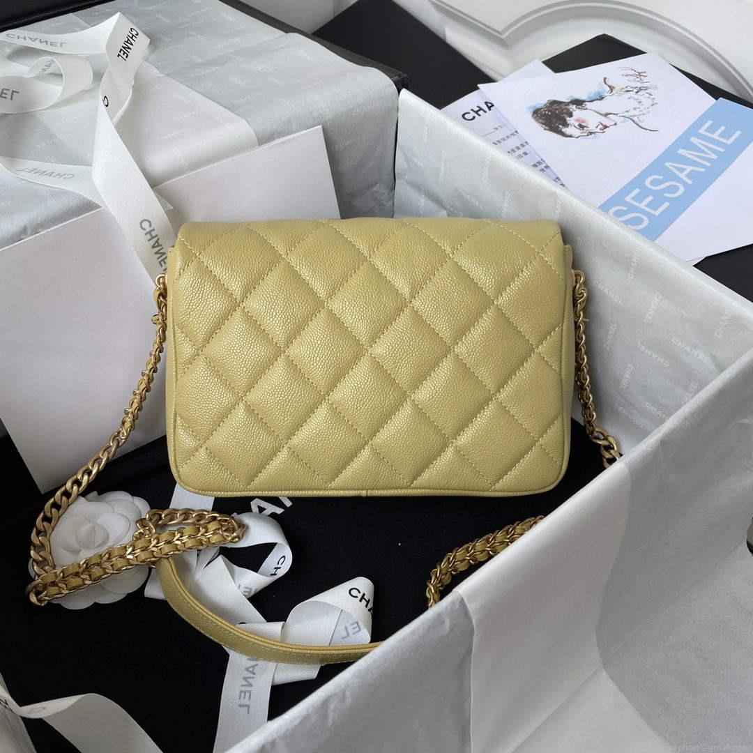 Chanel AS3108 Chanel Flap bag Grained Calfskin Yellow