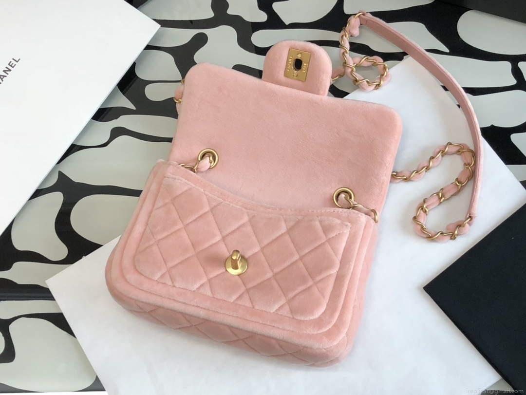 Chanel AS1115 Flap Bag Classic Velvet Light Pink