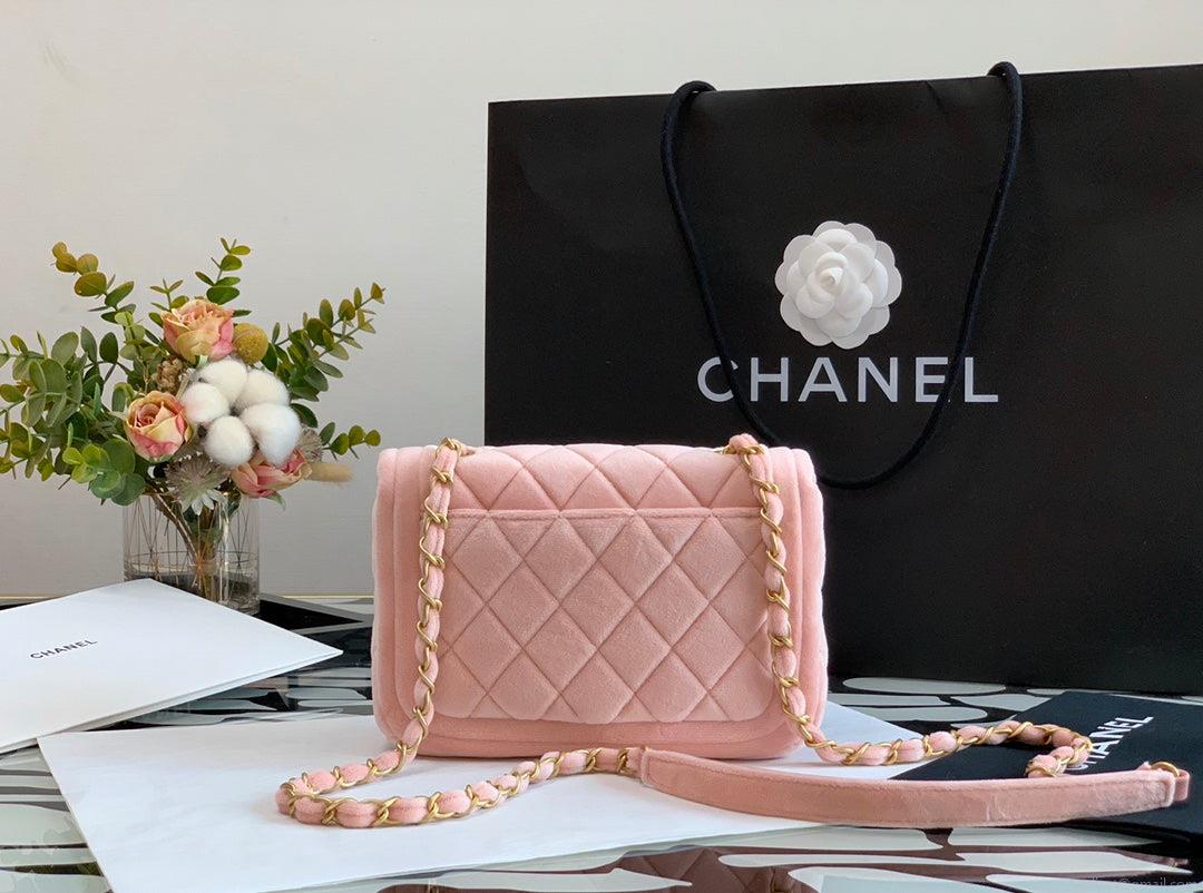 Chanel AS1115 Flap Bag Classic Velvet Light Pink