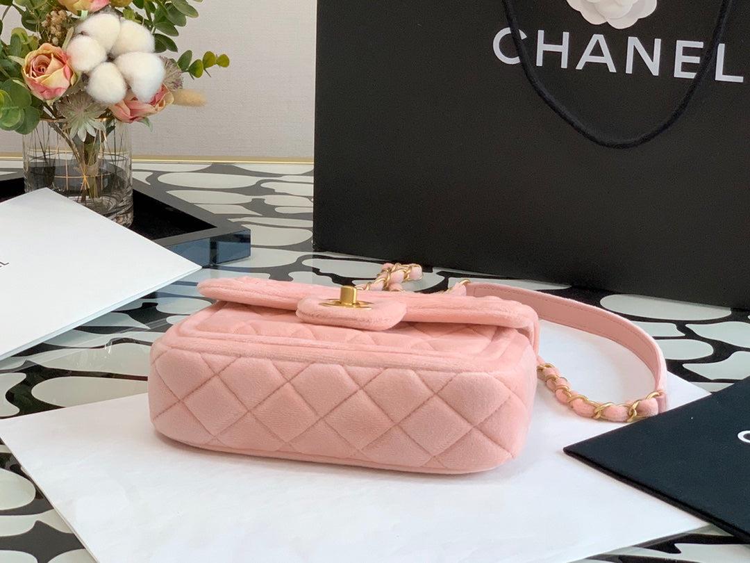 Chanel AS1115 Flap Bag Classic Velvet Light Pink