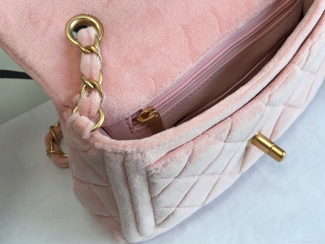 Chanel AS1115 Flap Bag Classic Velvet Light Pink