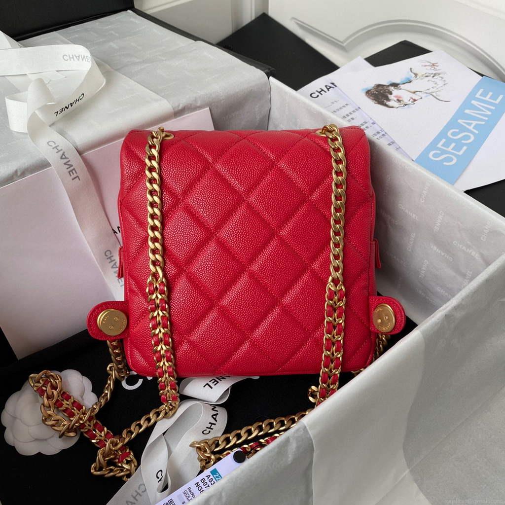 Chanel AS3108 Backpack Chanel flap bag Calfskin Red