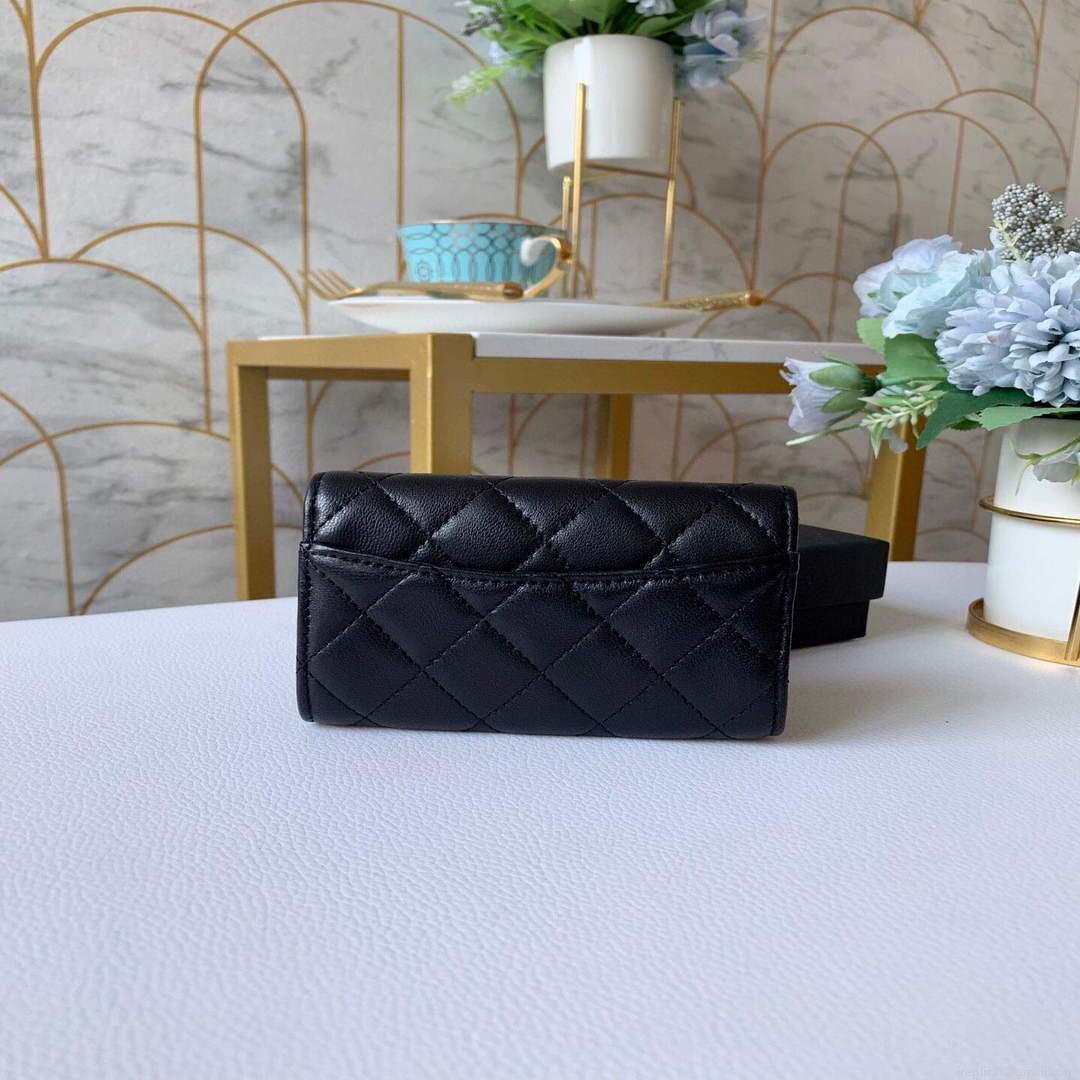 Chanel AP0214 Classic Card Holder Lambskin Black Gold