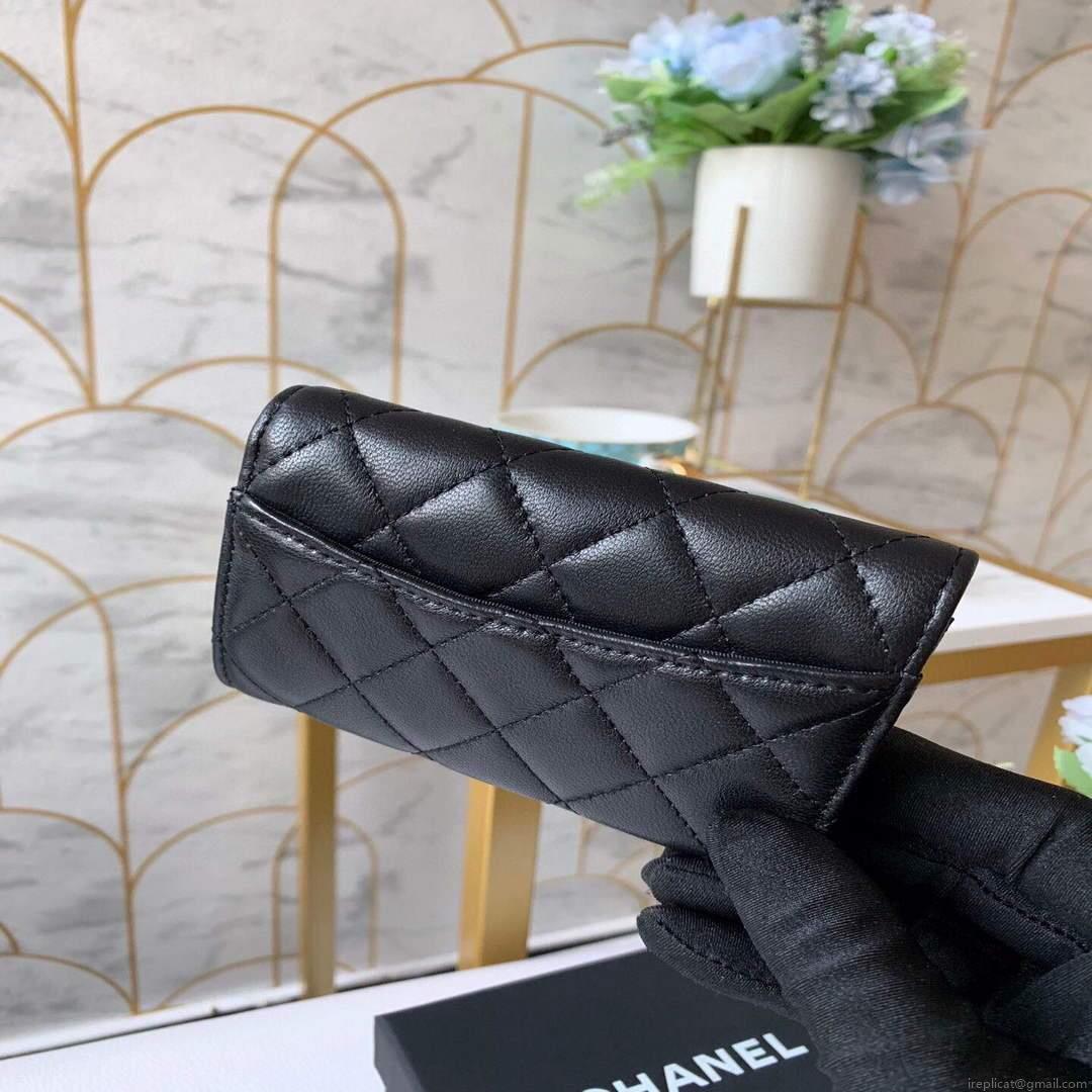 Chanel AP0214 Classic Card Holder Lambskin Black Gold