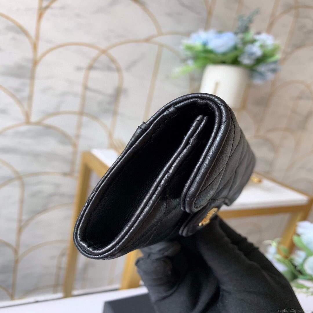 Chanel AP0214 Classic Card Holder Lambskin Black Gold