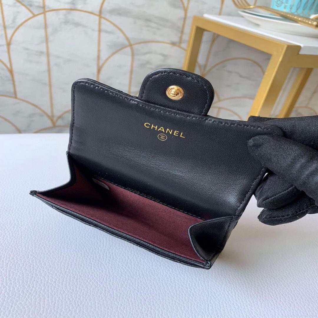 Chanel AP0214 Classic Card Holder Lambskin Black Gold
