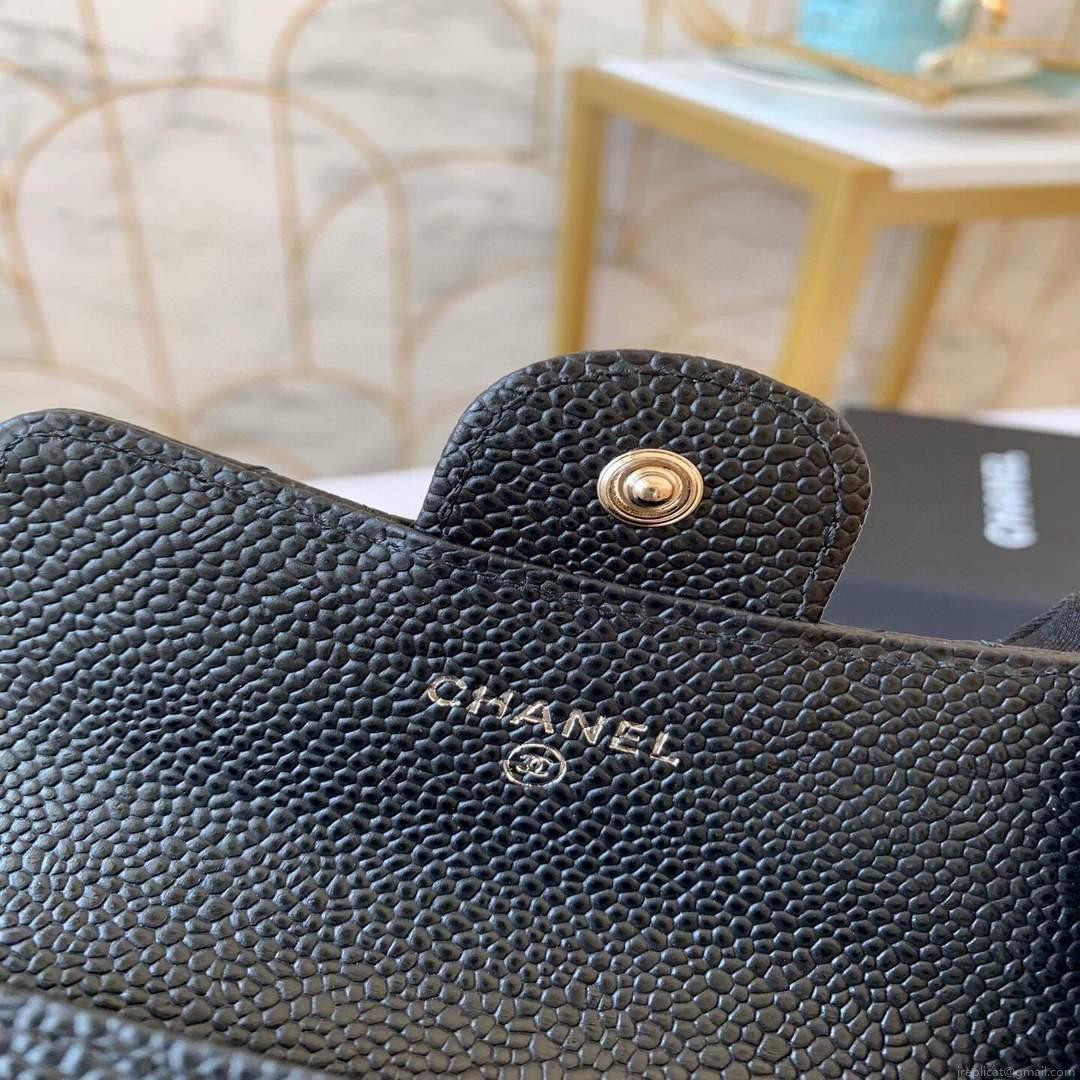 Chanel AP0214 Classic Card Holder Calfskin Caviar Black Silver