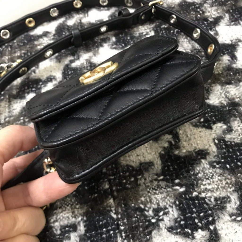 Chanel A68046 Chanel Mini Flap bag Lambskin Black