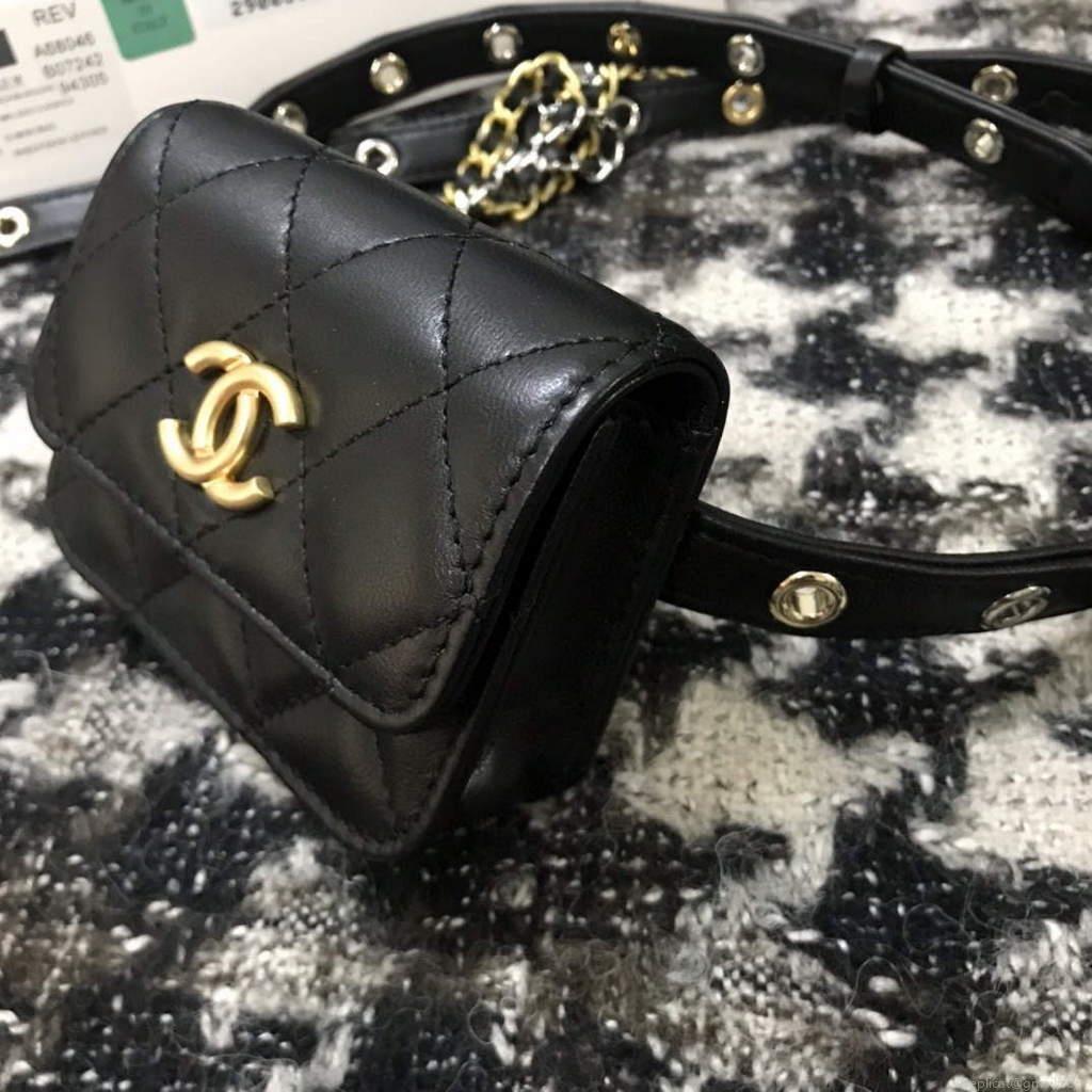 Chanel A68046 Chanel Mini Flap bag Lambskin Black