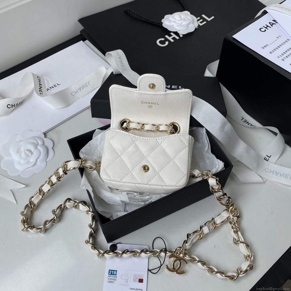 Chanel AP2305 Chanel Mini Flap bag Calfskin White