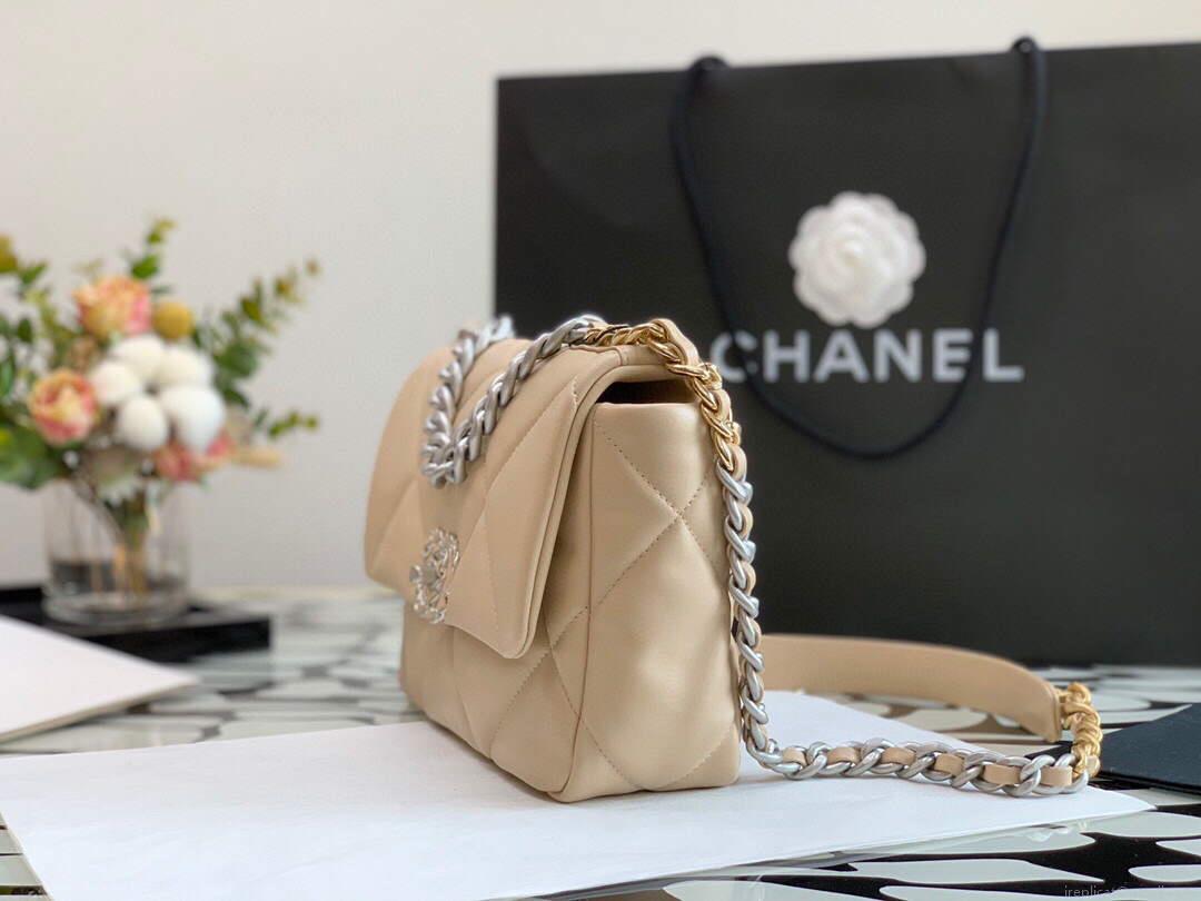 Chanel As1160 Chanel 19 Handbag Flap Lambskin Ocher Yellow Gold