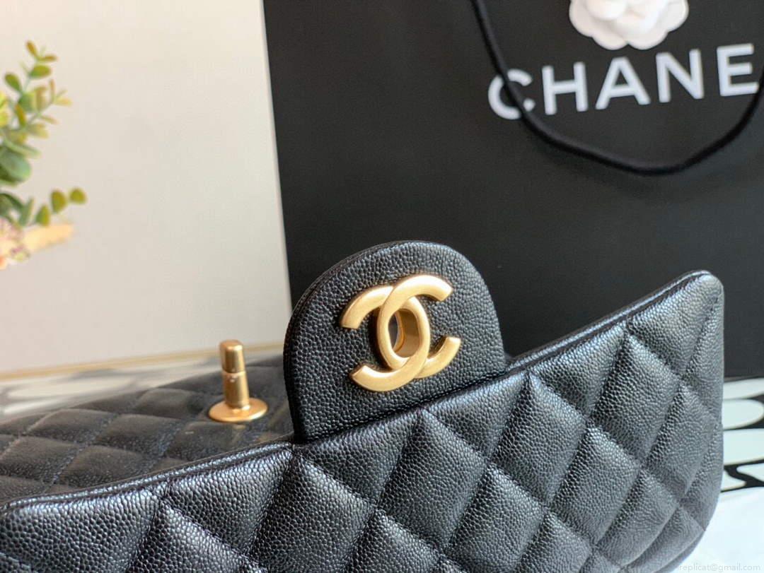 Chanel AS2431 Mini flap Lambskin bag with top handle Black Light gold