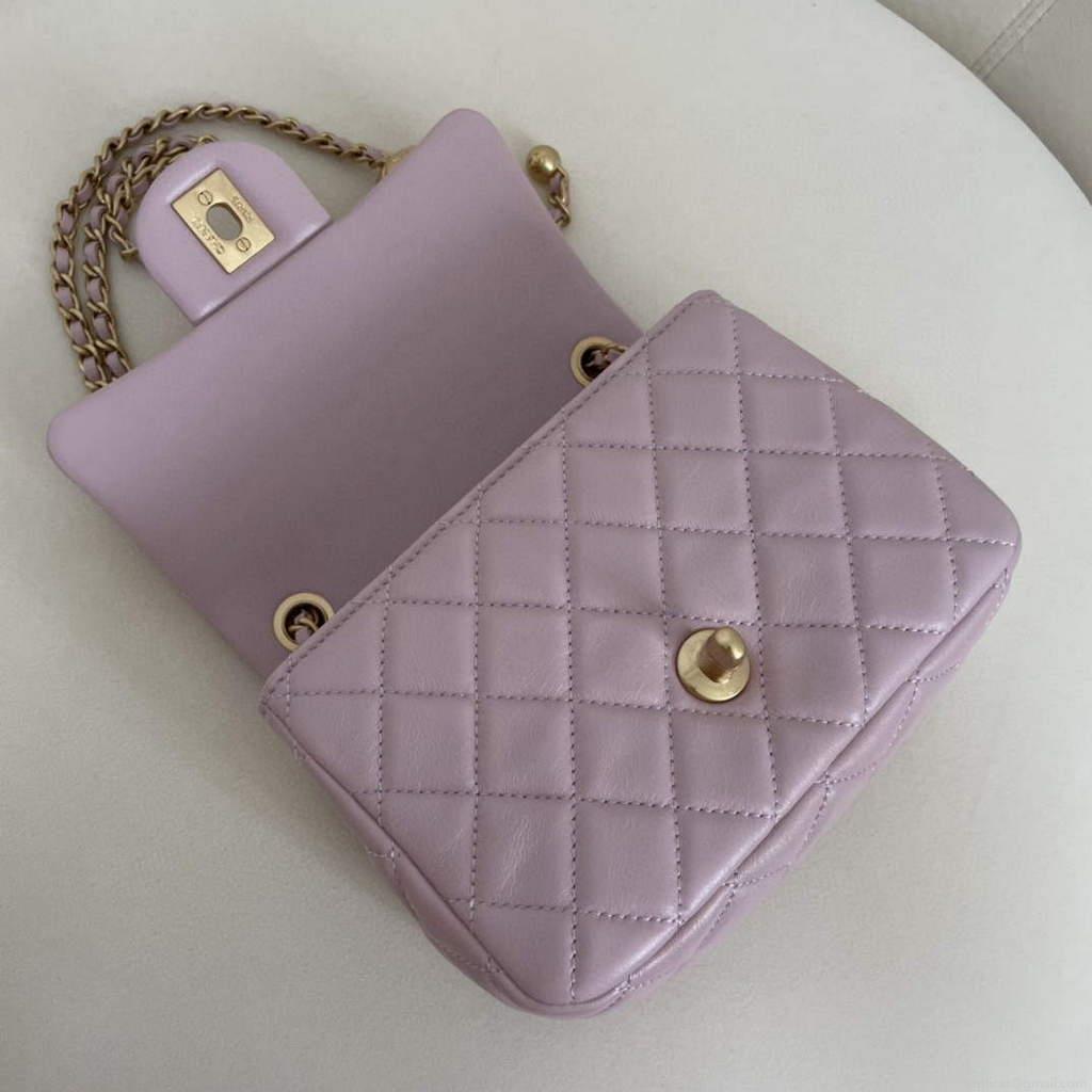 Chanel AS1786 Flap Bag Shoulder Handbag Lambskin Light Purple