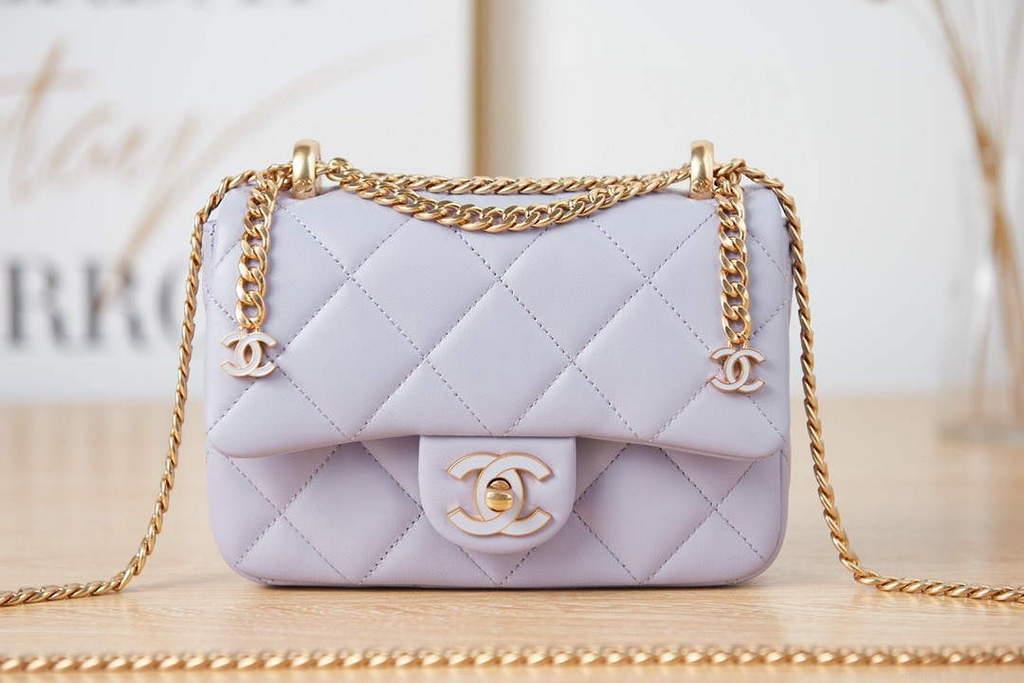 Chanel AS3113 Mini Flap Bag Lambskin Light Purple