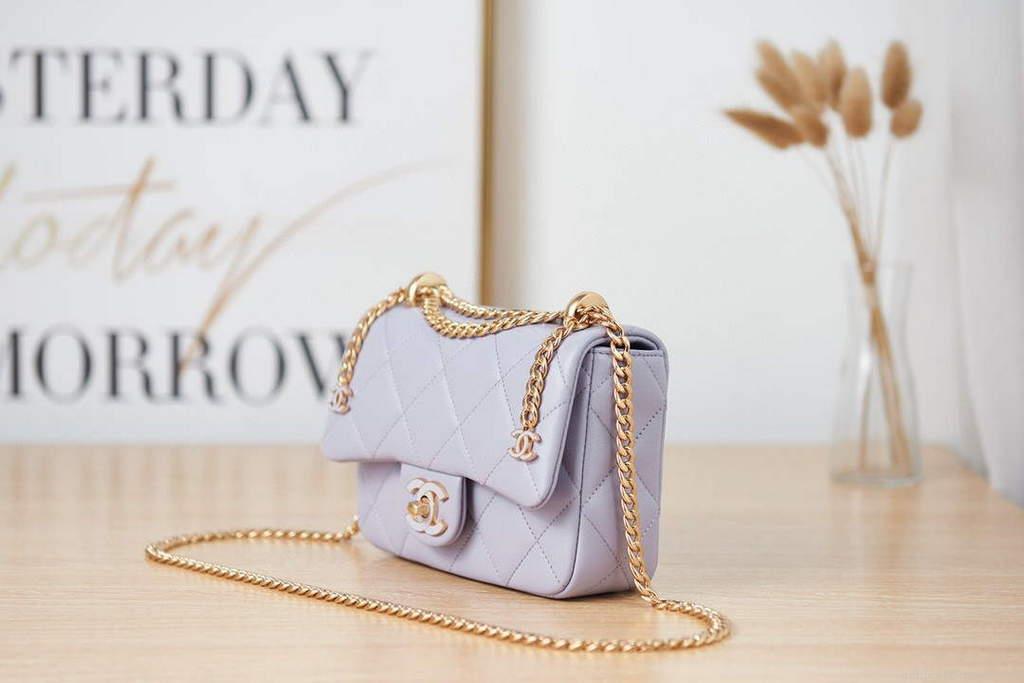 Chanel AS3113 Mini Flap Bag Lambskin Light Purple