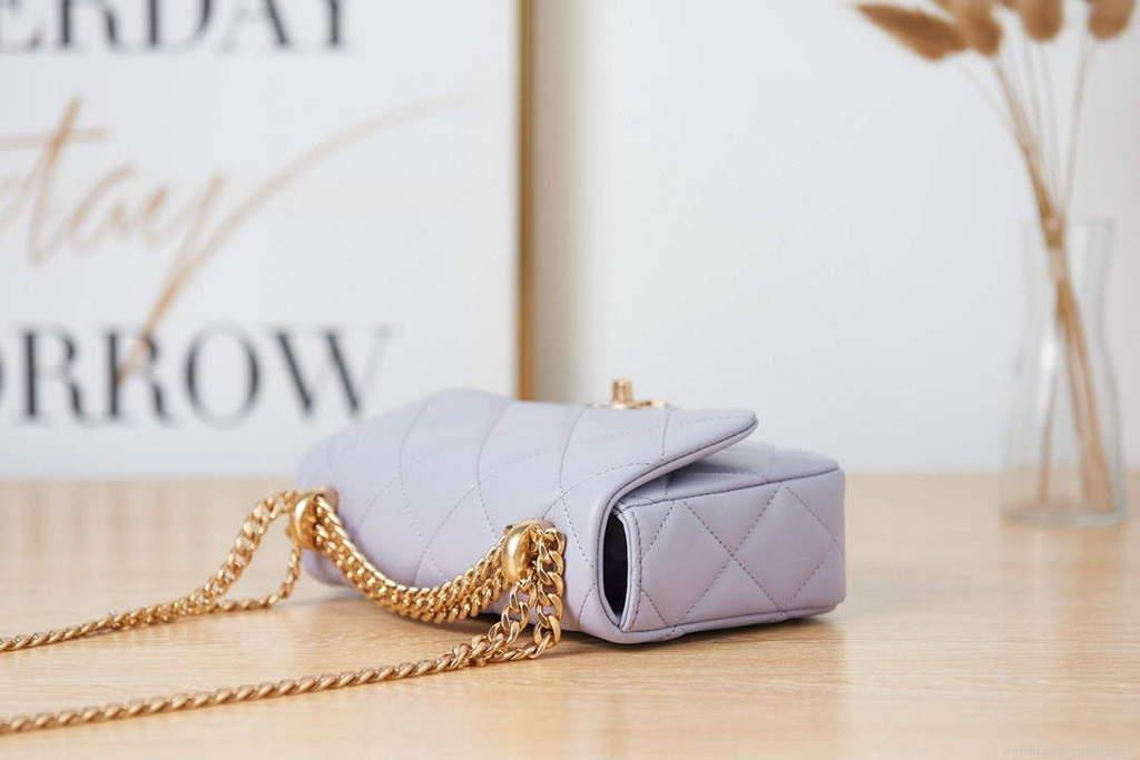 Chanel AS3113 Mini Flap Bag Lambskin Light Purple