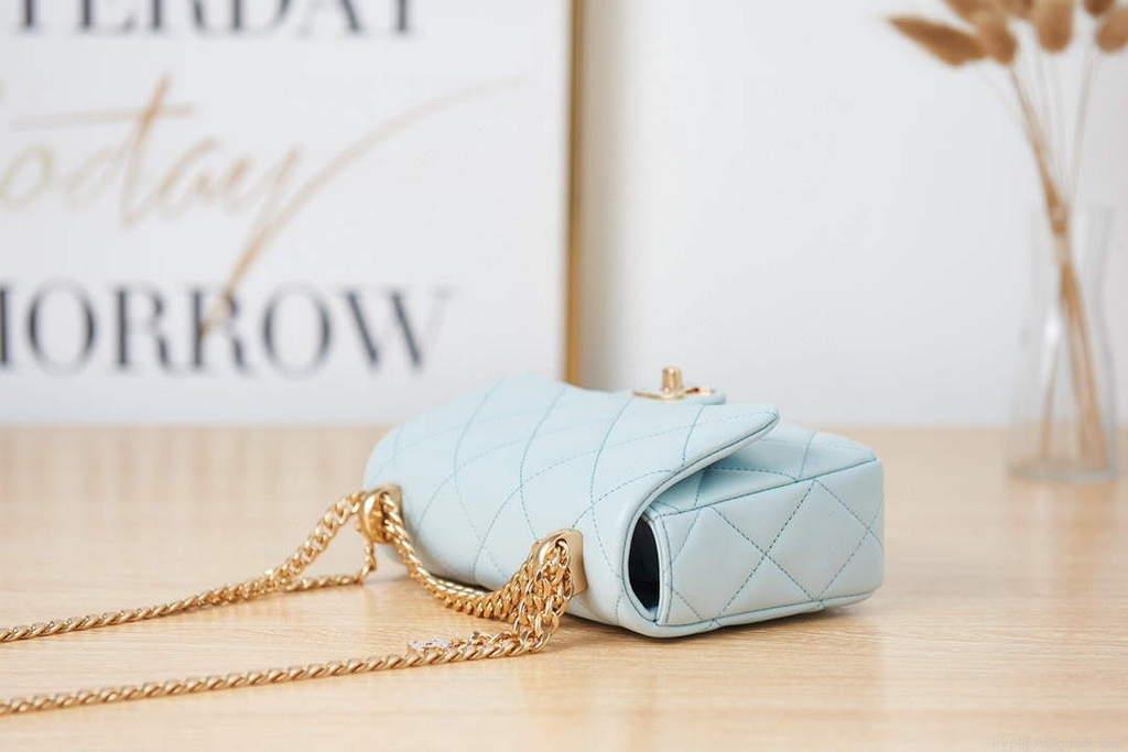 Chanel AS3113 Mini Flap Bag Lambskin Light Blue