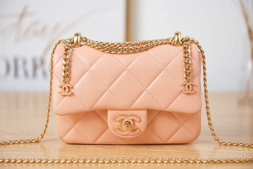 Chanel AS3113 Mini Flap Bag Lambskin Ocher Yellow
