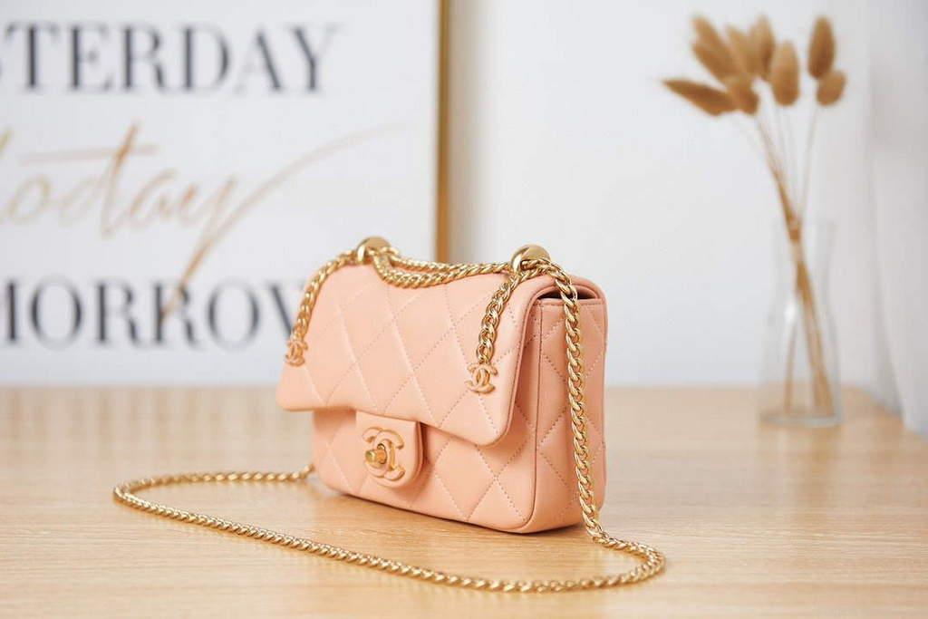 Chanel AS3113 Mini Flap Bag Lambskin Ocher Yellow