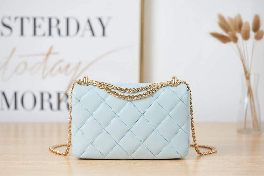 Chanel AS3114 Flap Bag Lambskin Light Blue