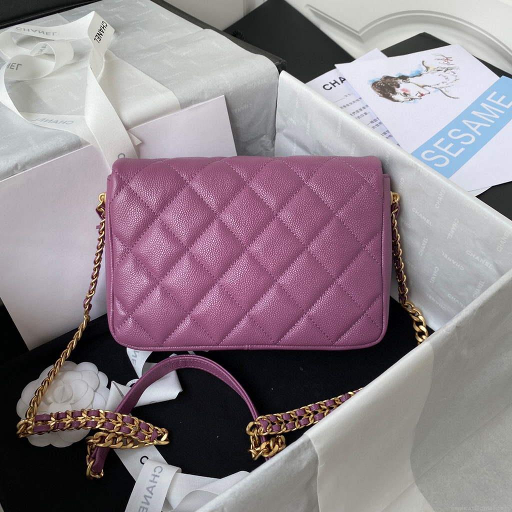 Chanel AS3103 Chanel 19 Handbag Calfskin Purple