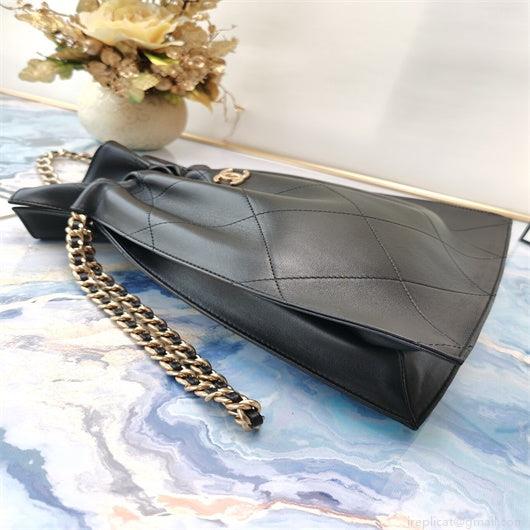 Chanel AS2170 Large shopping Tote bag Shiny Lambskin black