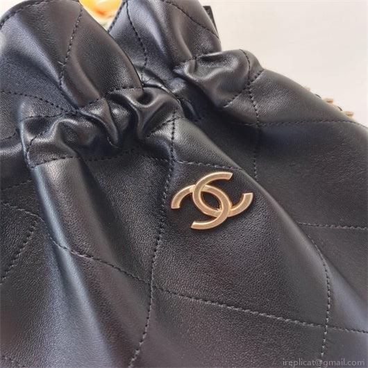 Chanel AS2170 Large shopping Tote bag Shiny Lambskin black