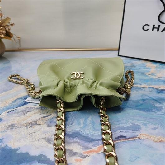 Chanel AS2170 Large shopping Tote bag Shiny Lambskin Green