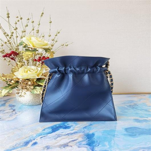 Chanel AS2170 Large shopping Tote bag Shiny Lambskin Navy Blue