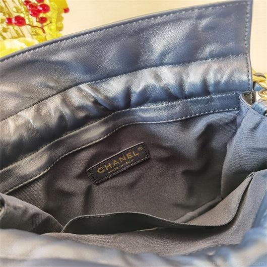 Chanel AS2170 Large shopping Tote bag Shiny Lambskin Navy Blue