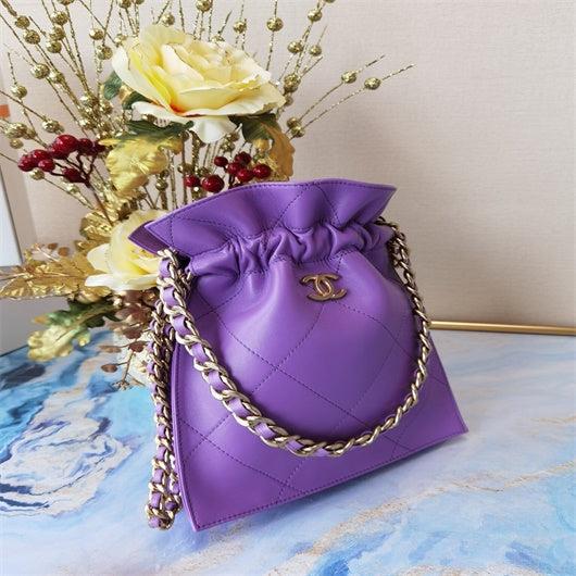 Chanel AS2170 Large shopping Tote bag Shiny Lambskin Purprle