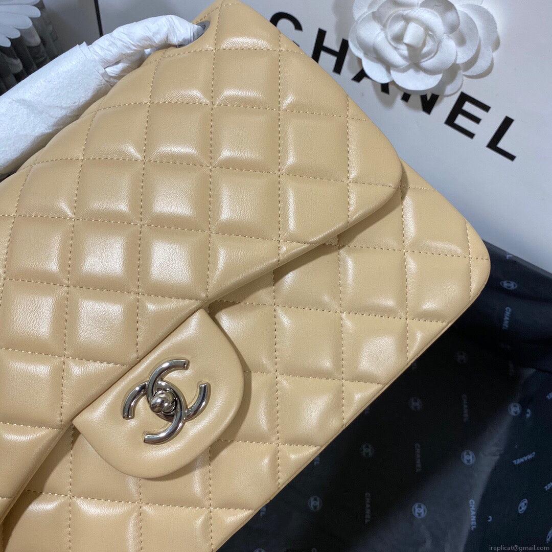 Chanel CF A01113 Classic Flap Bag in Lambskin Apricot
