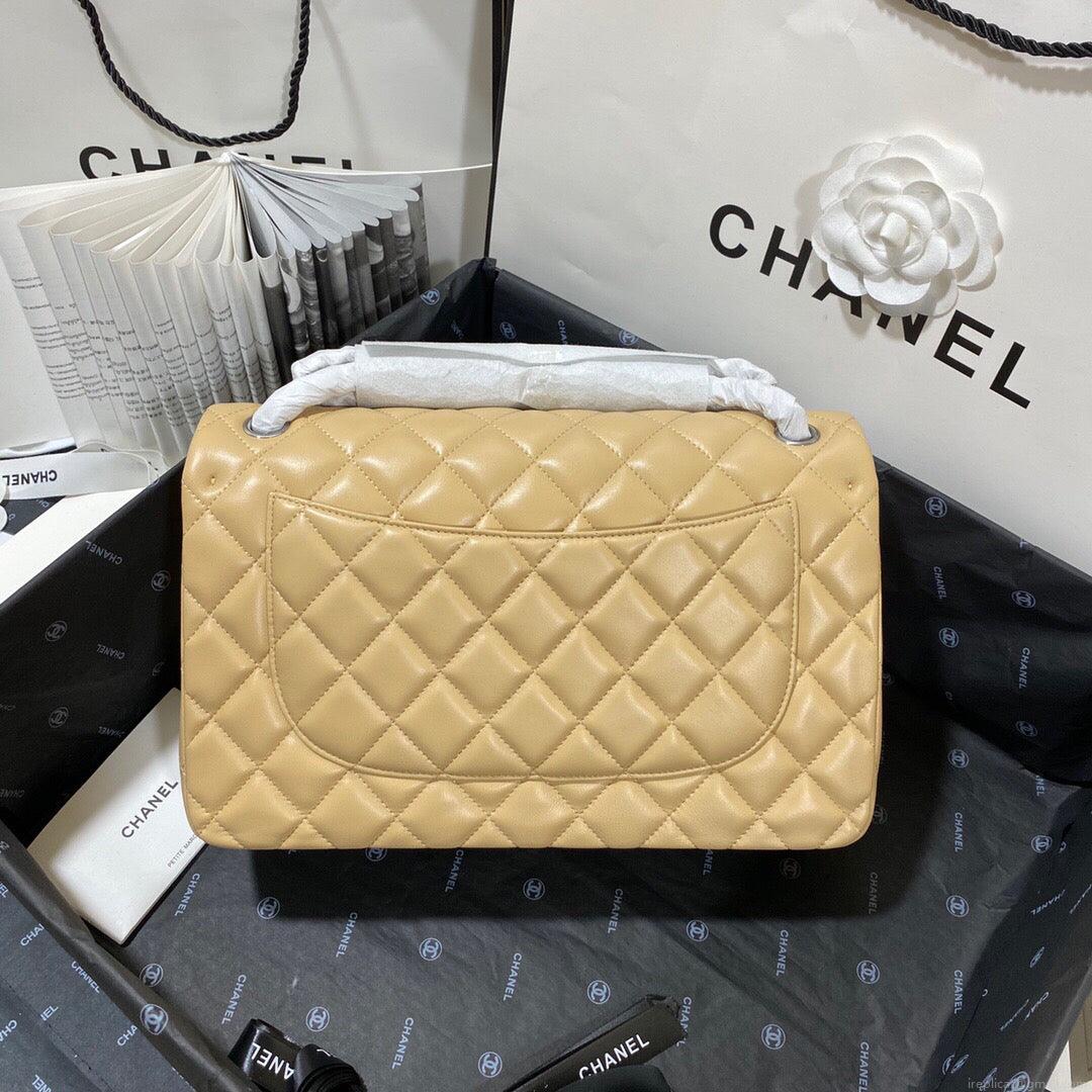Chanel CF A01113 Classic Flap Bag in Lambskin Apricot