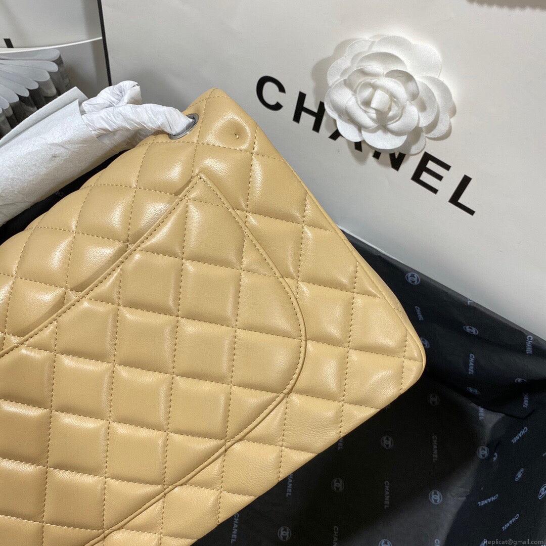 Chanel CF A01113 Classic Flap Bag in Lambskin Apricot