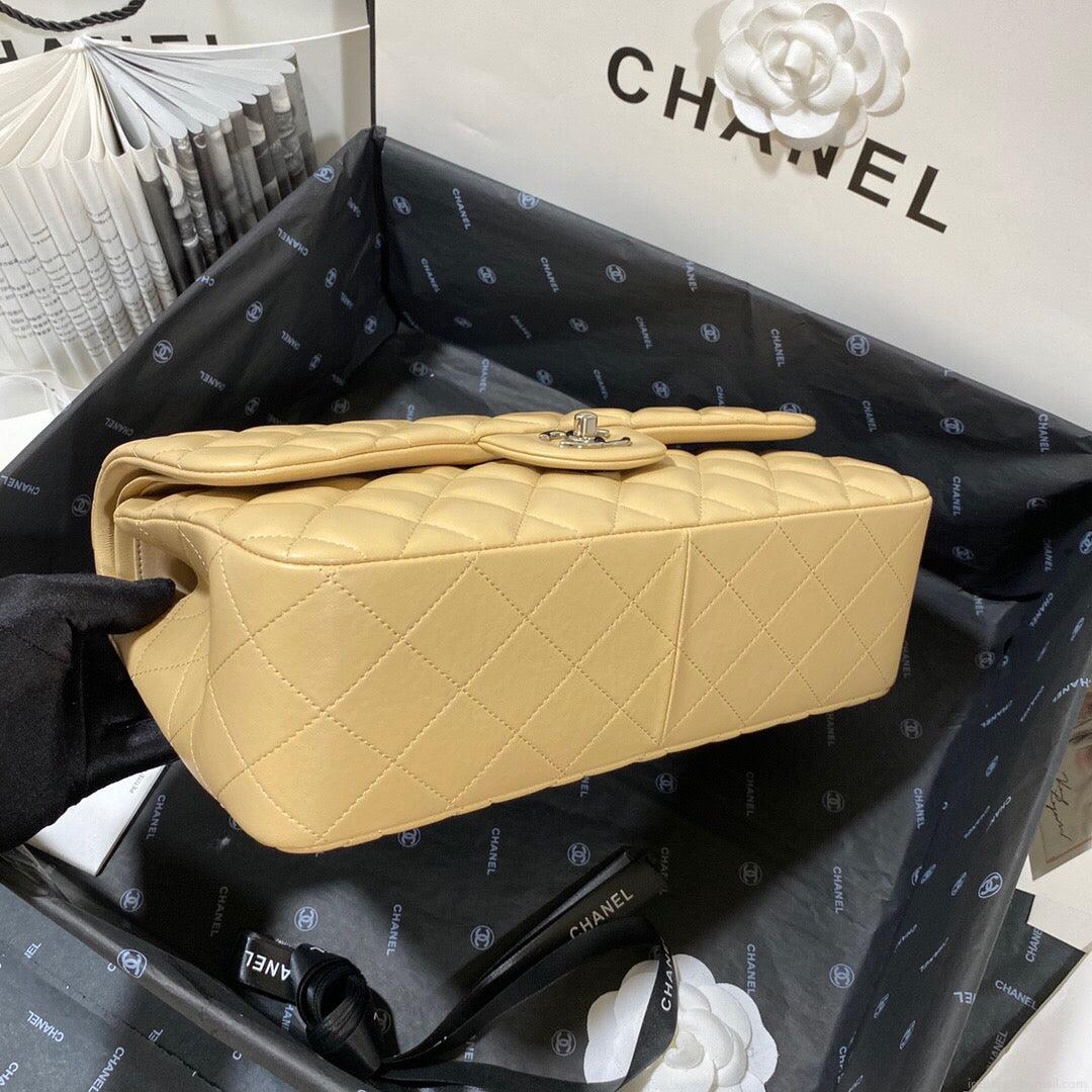 Chanel CF A01113 Classic Flap Bag in Lambskin Apricot