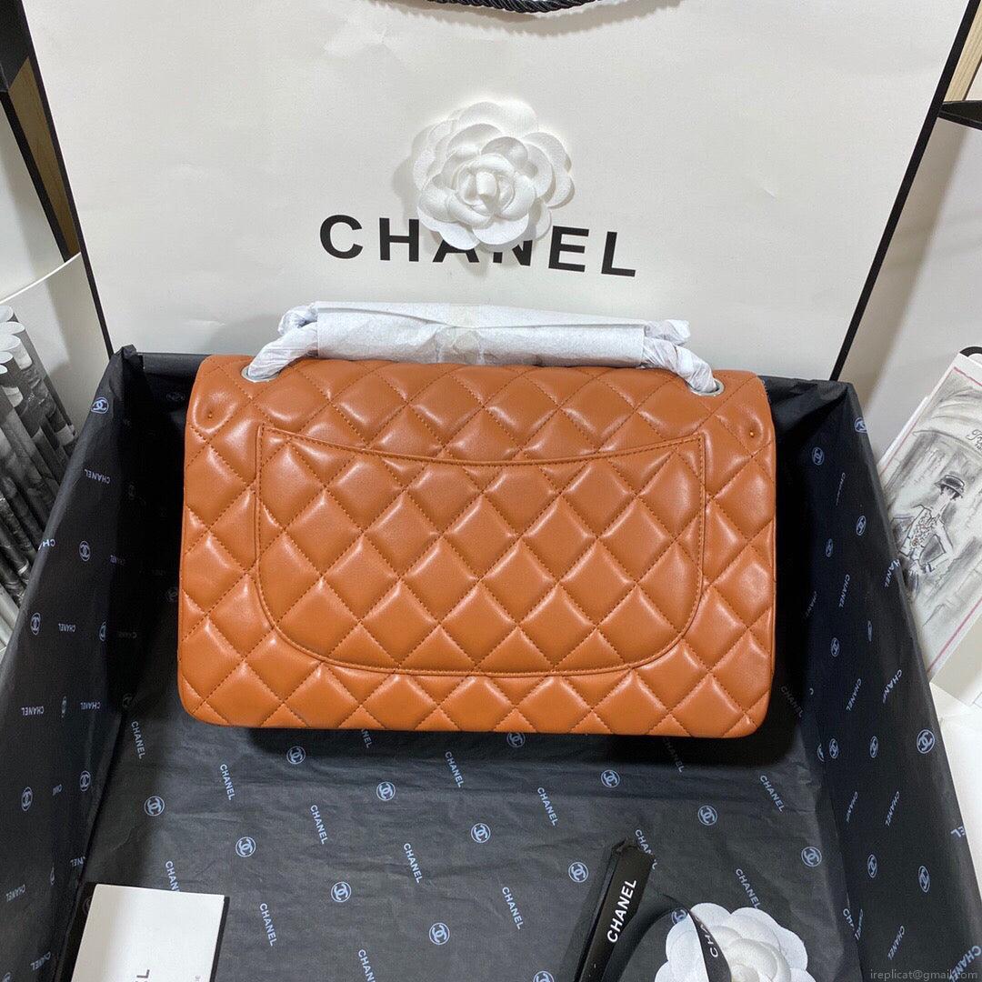 Chanel CF A01113 Classic Flap Bag in Lambskin Tan