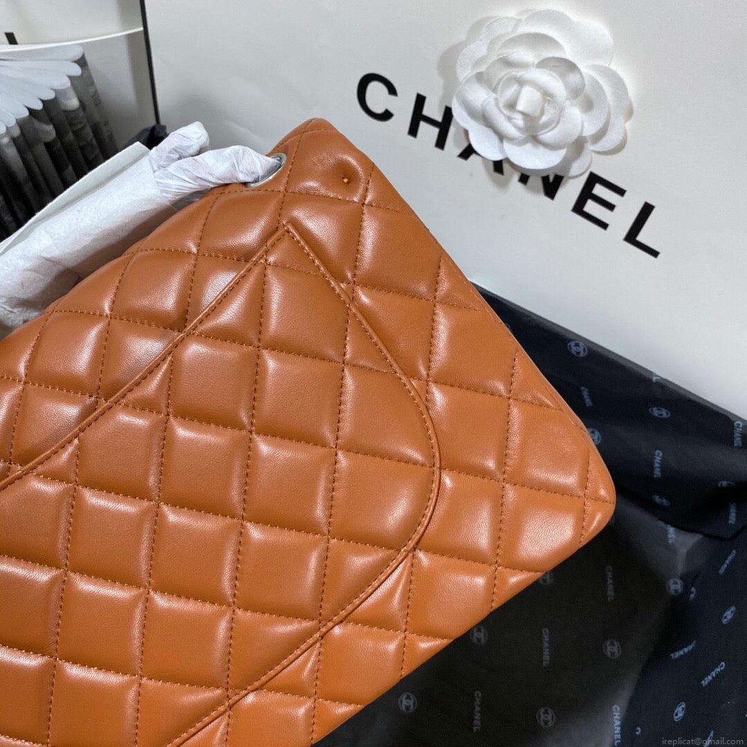 Chanel CF A01113 Classic Flap Bag in Lambskin Tan