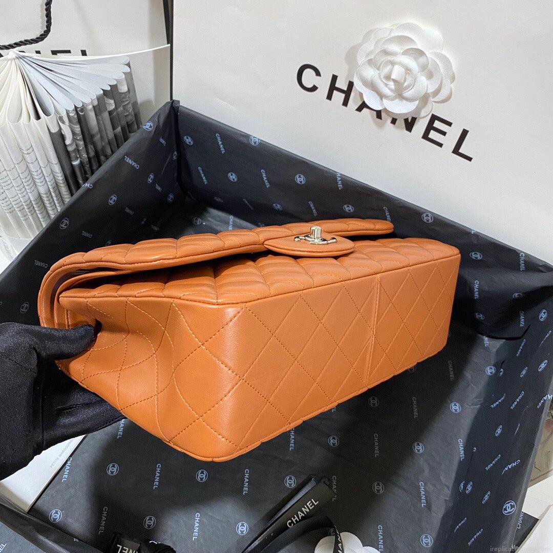 Chanel CF A01113 Classic Flap Bag in Lambskin Tan
